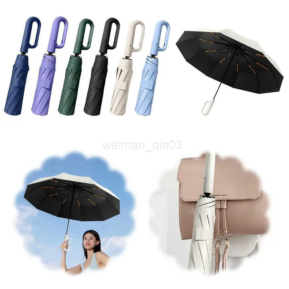Folding Inverted Umbrella With Hook Handle Windproof Waterproof Auto Open/Close For Women Men Rain Umbrella With UV Protection H260314