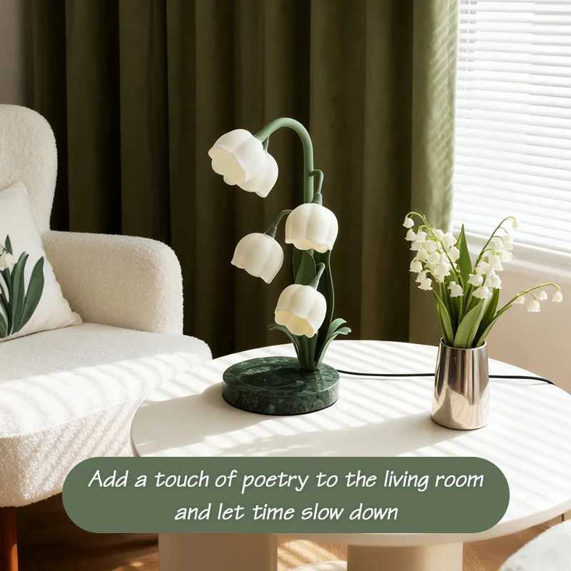 New Romantic Tulip Shaped Bedside Lamp with Warm Lighting for Master Bedroom Elegant Home Atmosphere Lamps French Night Light Y260314
