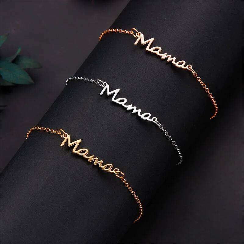 Simple Letter Mama Charm Bracelet for Women Metal 3 Colors Double Layer Chain Bangle Fashion Jewelry Mother Day Wrist Gift Z260313
