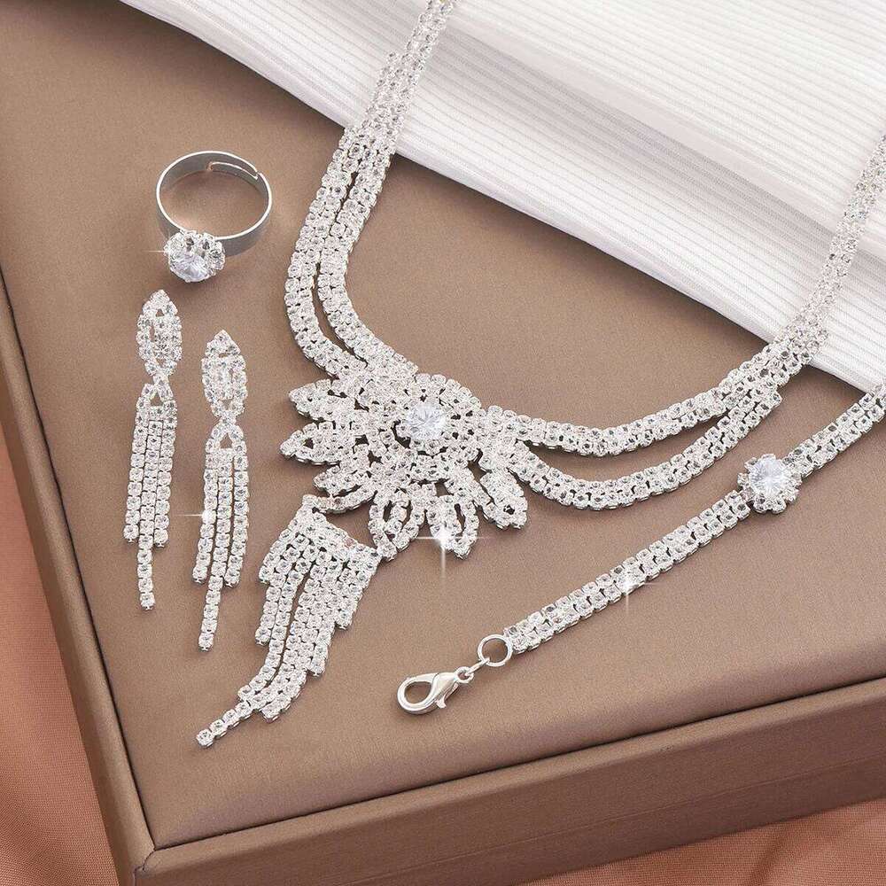 Bridal Fashion Tassel Necklace Earrings Bracelets Rings Jewelry Set Wedding Banquet Party Holiday Gifts Z260313