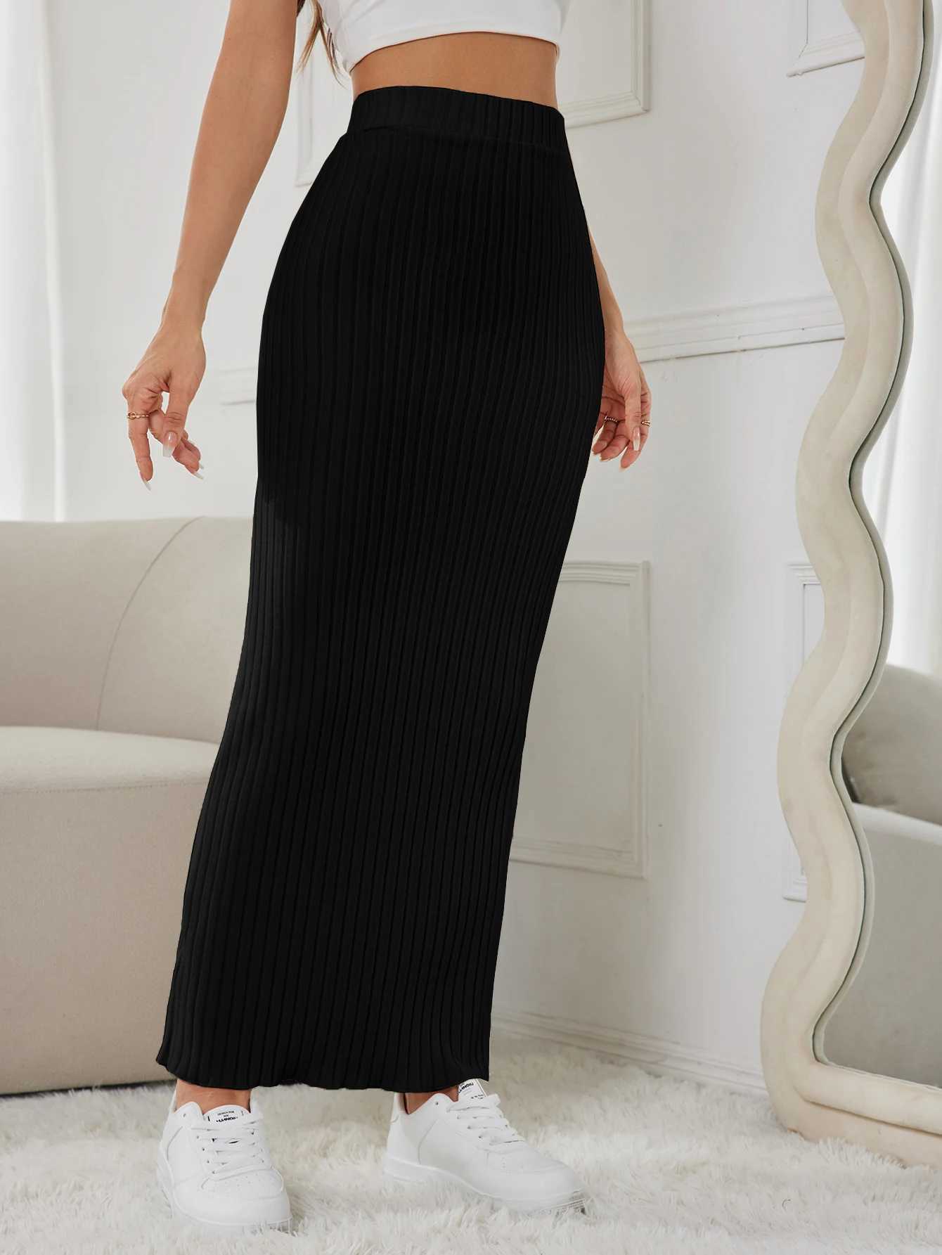 New high-waisted side Slim knitted half-skirt womens casual dress half-skirt M260314