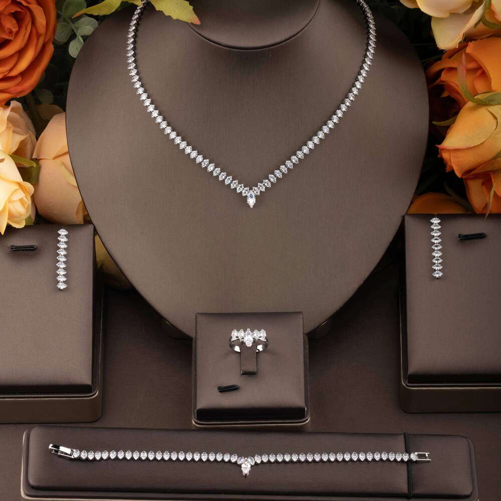 1 of Simple Style Cubic Zirconia V-Shaped Jewelry Set Suitable for Women's Daily Party Wear. Gift Box Not Included Z260313