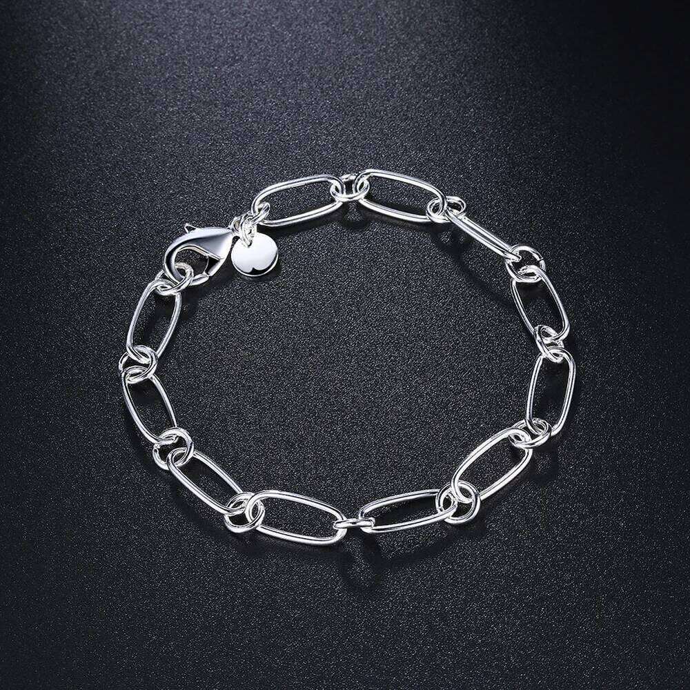925 Sterling silver circle chain Bracelets for woman men classic Wedding party Christmas Gifts fashion fine Jewelry 20cm 8inch Z260313
