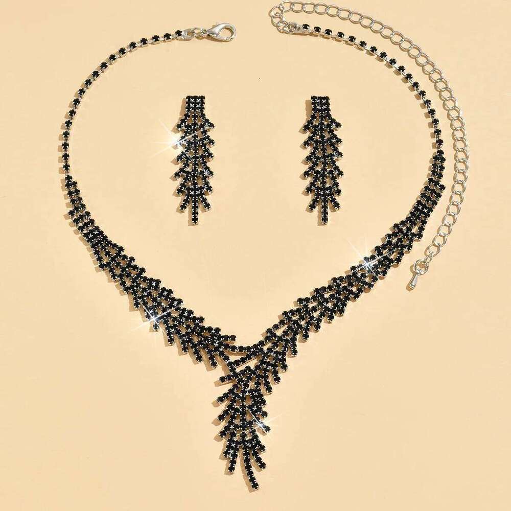 Women Shiny Branch Rhinestone Jewelry Set Necklace Earrings Party Prom Evening Fashion Accessories Z260313
