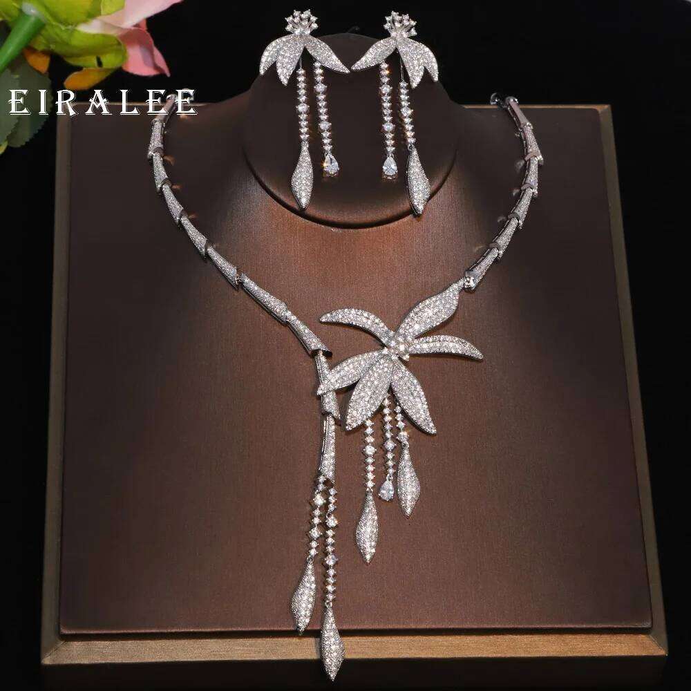 EIRALEE Wedding Party Zircon Flower Necklace Set Bridal Jewelry Women conjunto collar y pendientes conjuntos femininos elegantes Z260313
