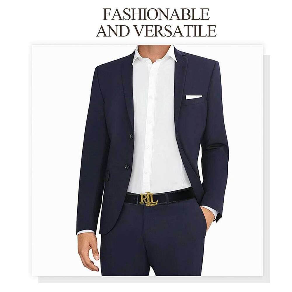 Men's Black PU Leather with RLL Print Design Versatile Multi-Color Business Casual Formal Belt for Jeans Trousers Gift Z260226