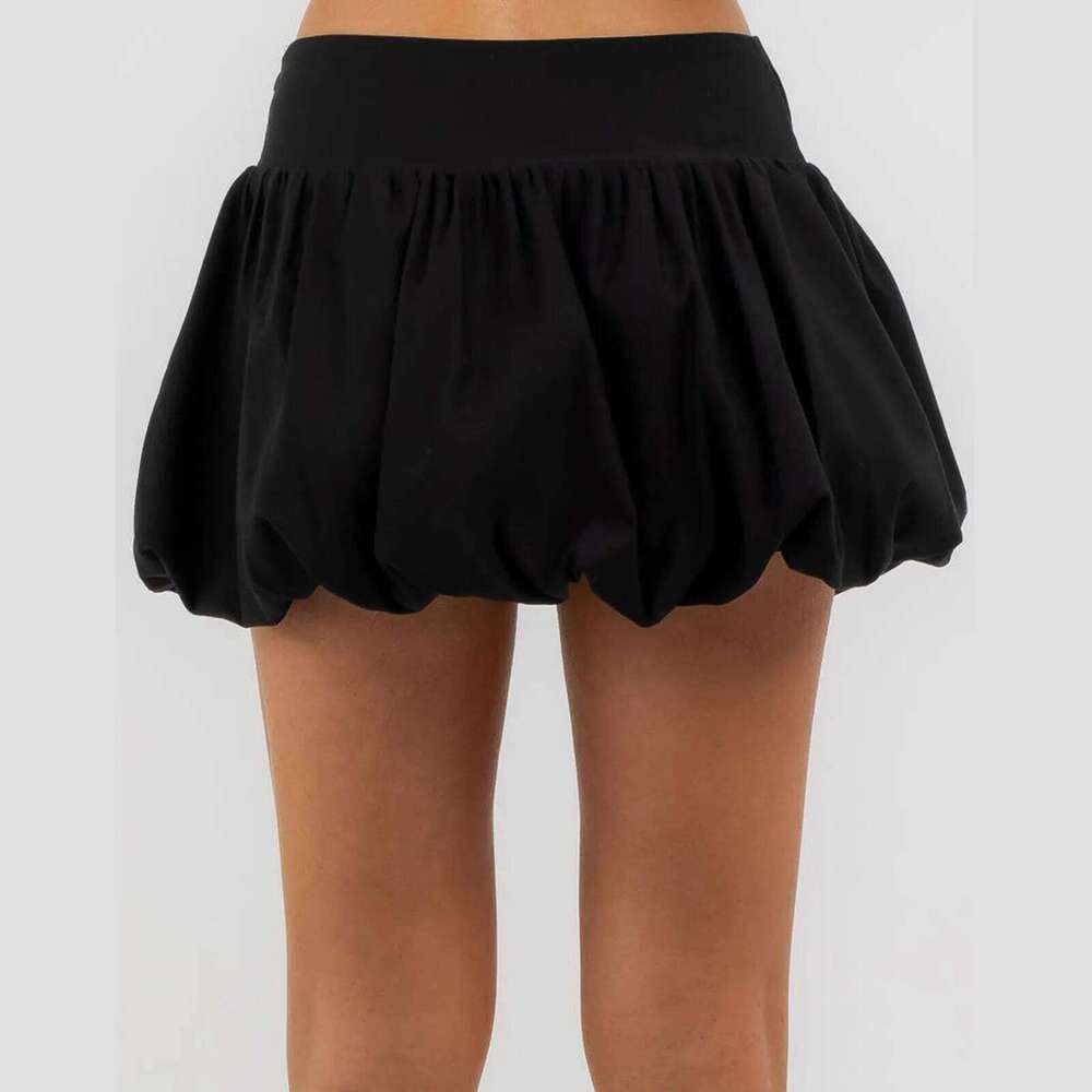 Solid Color Low Rise Puffy Short A-Line Women Summer Mini Skirt for Party Club White/Black Z260314