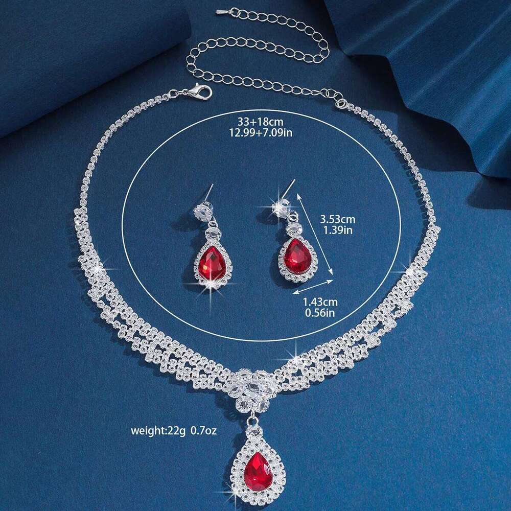 3PC Women's Fashion Copper Claw Chain Temperament Water Drop Necklace Earrings Jewelry Set Wedding Banquet Party Holiday Gift Z260313