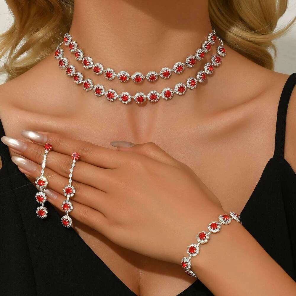 Fashionable geometric circular simple luxury style necklace earrings bracelet jewelry set party holiday daily wear Z260313