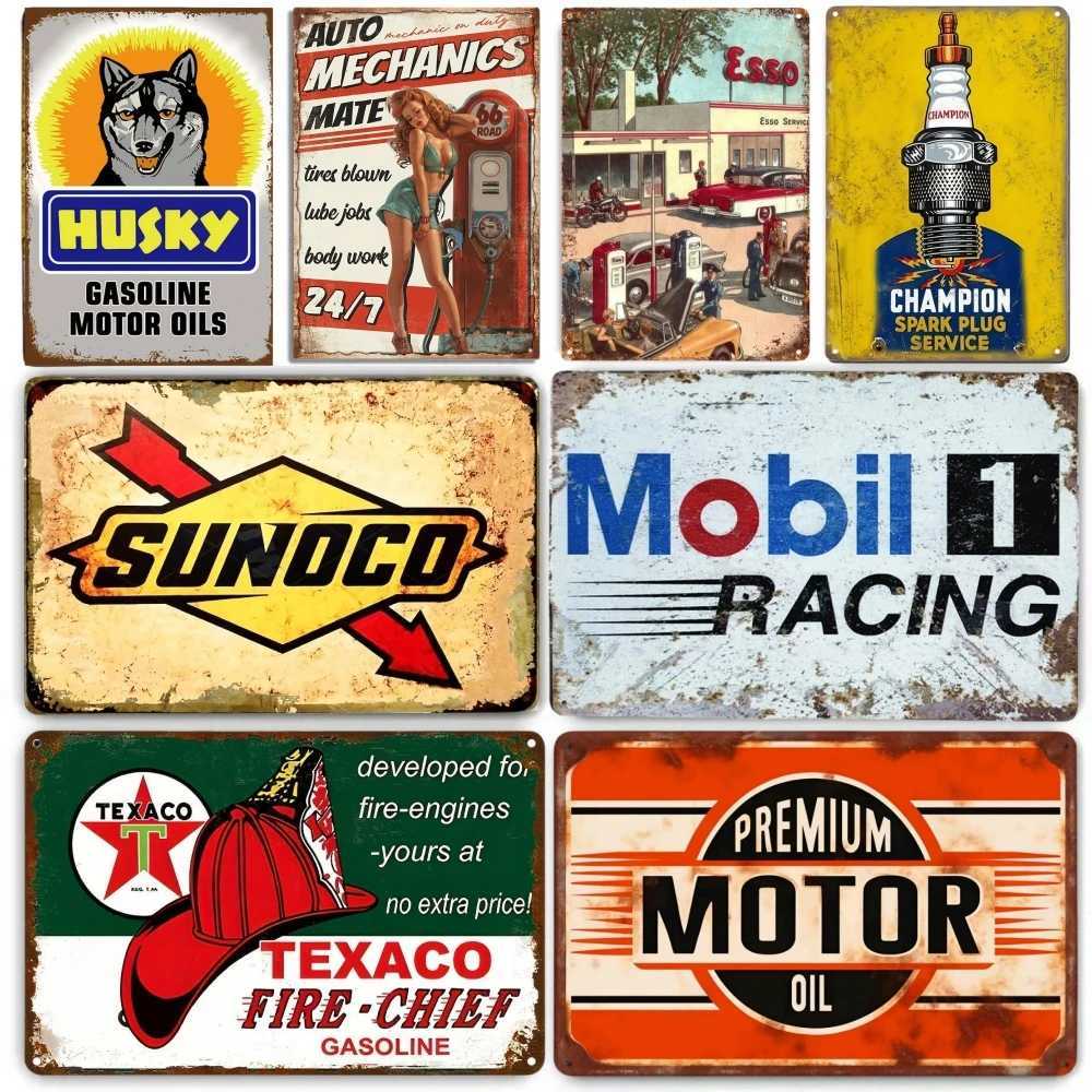 Vintage Texaco Motor Oil Metal Iron Sign Retro Decorative Plate Wall Art for Home Living Room Porch Bar Cafe Garage Decor D260314
