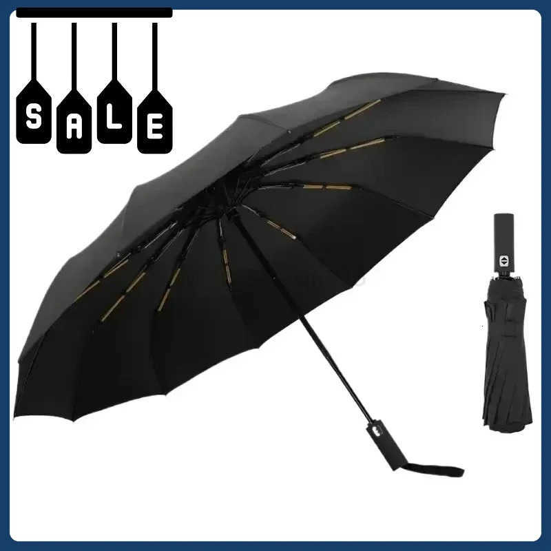 anti-ultraviolet foldable umbrella Thick and durable 12-rib black glue fully automatic umbrella for both sunny and rainy use H260314
