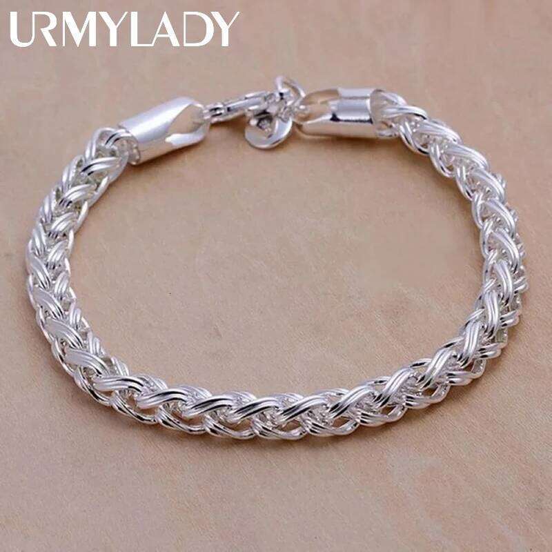 Wholesale 925 Sterling Silver Bracelets Jewelry chain women lady men 6mm 4MM high quality valentine gift beautiful factory price Z260313