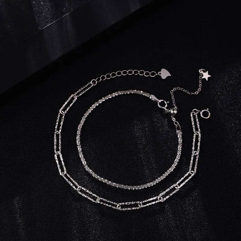 Fashion 925 Sterling Silver Sparkling Bracelets for Women Girls Korean Double Layered Starry Sky Bracelet Party Jewelry Z260313