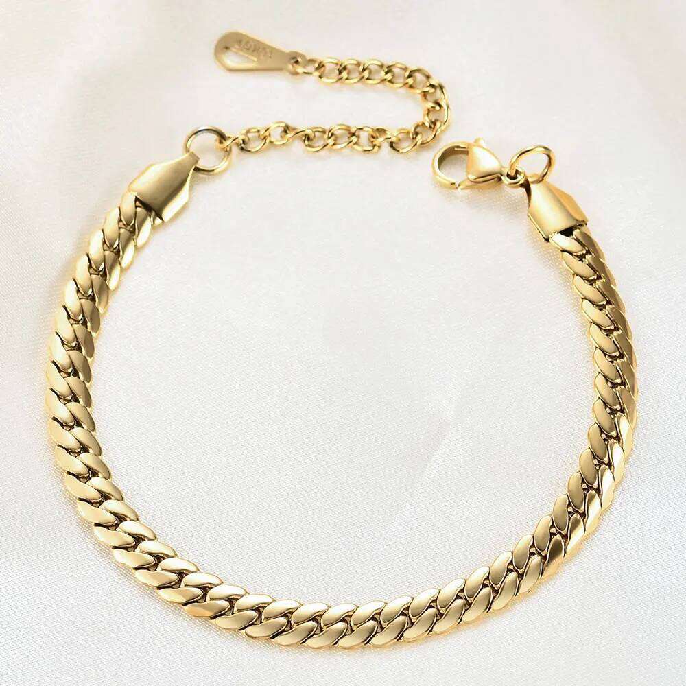 VQYSKO Stainless Steel Curb Cuban Link Bracelets For Men Women Gold Silver Color Miami Chunky Chain Z260313