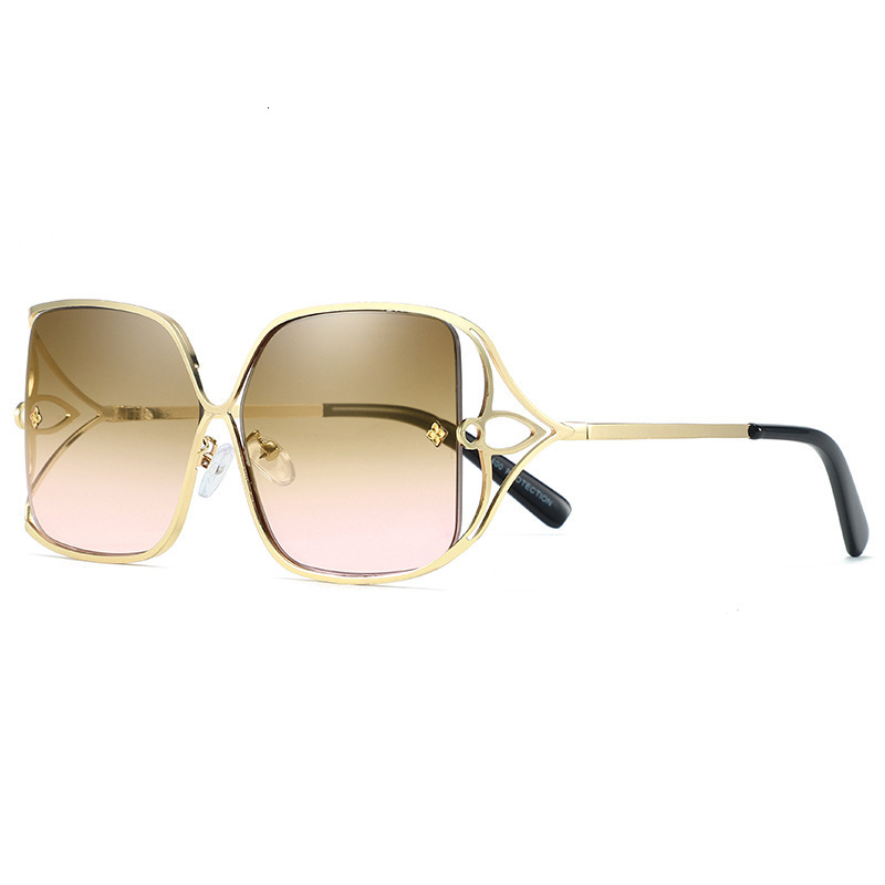 Luxury Brand Designer Sunglasses New European And American Style Clover Metal Sunglasses Fashion Gradient Color Square Frame Sunglasses For Women Tren