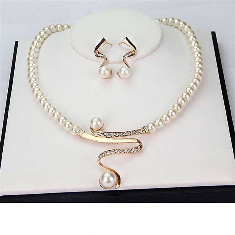3pcs/set Women Bridal Elegant Wedding Party Pearl Rhinestone Necklace Earrings Jewelry Set New Fashion Z260313