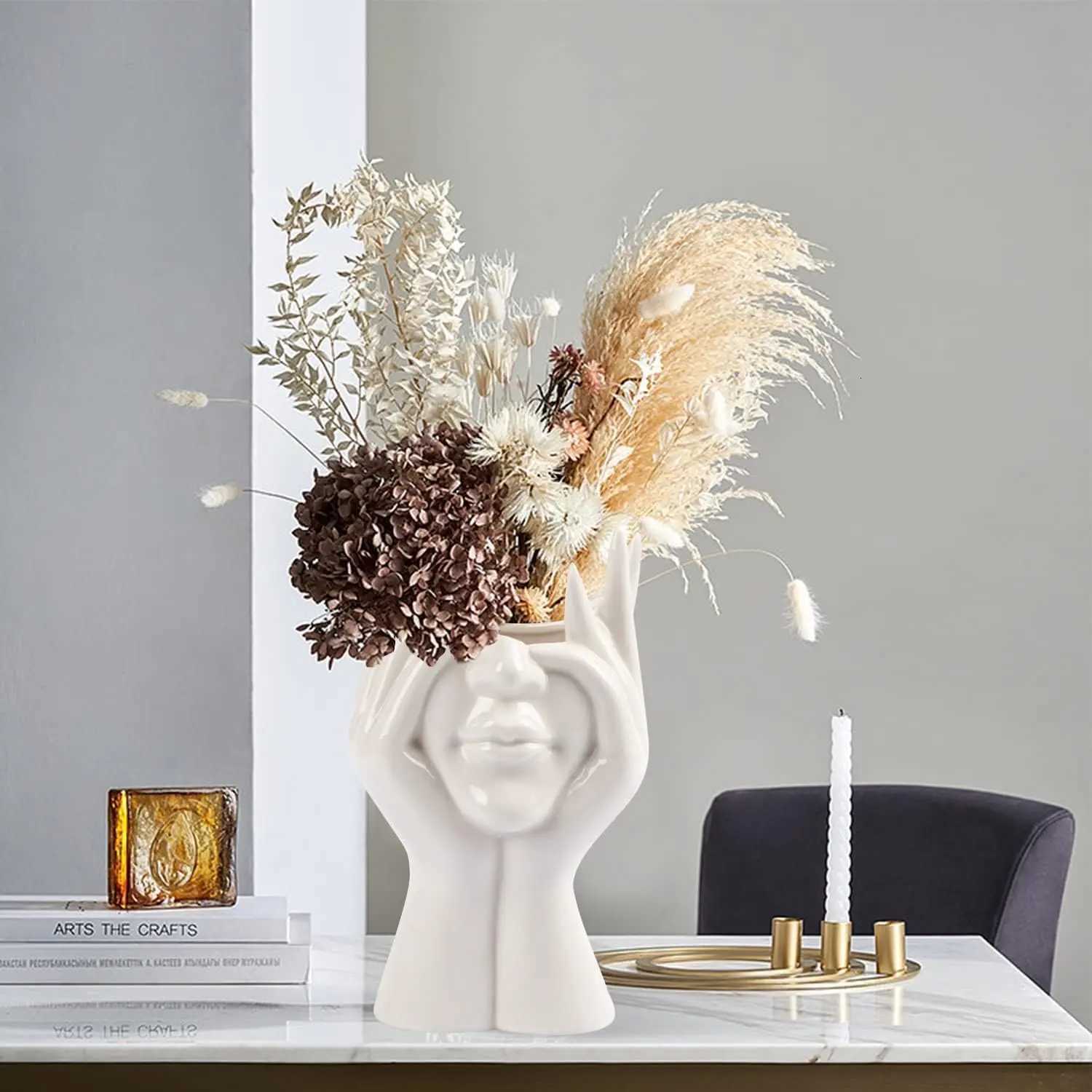 White Face Vase Unique Vase for Home Decor Y260314
