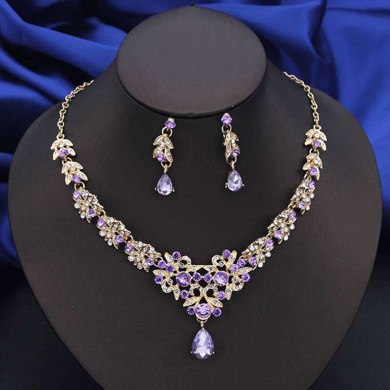 Fashion Choker Necklace for Women Bridal Jewelry Sets Party Prom Wedding Earrings Costume Accessories Z260313