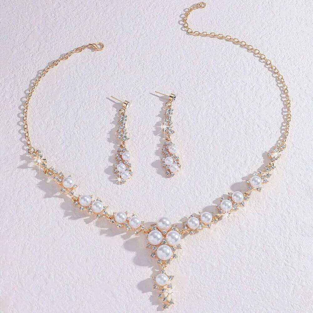 3PC Women's Fashion Imitation Pearl Necklace Earrings Jewelry Set Suitable for Wedding, Party, Festival Gifts Z260313