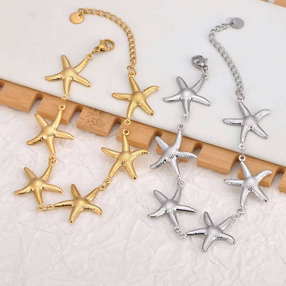 Stainless Steel Fashion Ocean Style Metal Starfish Chain Bracelet Waterproof Accessories Holiday Jewelry for Women Drop Shipping Z260313
