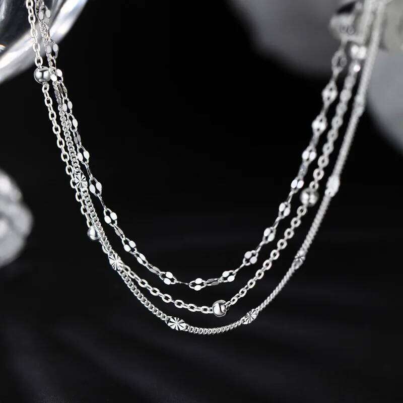 Sparking 925 Sterling Silver Chain Bracelets For Women Luxury Elegant Three Layer Geometric Bead Bracelet Party Wedding Jewelry Z260313