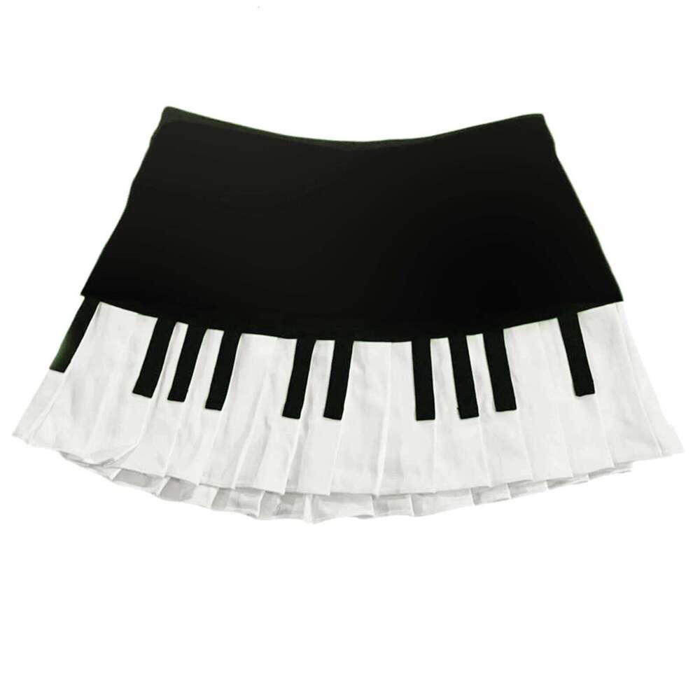 2000s Aesthetic Elegant Y2k Black White Piano Women Slim Design Harajuku Mini Skirt Female Retro Korean Preppy Faldas 2025 Z260314