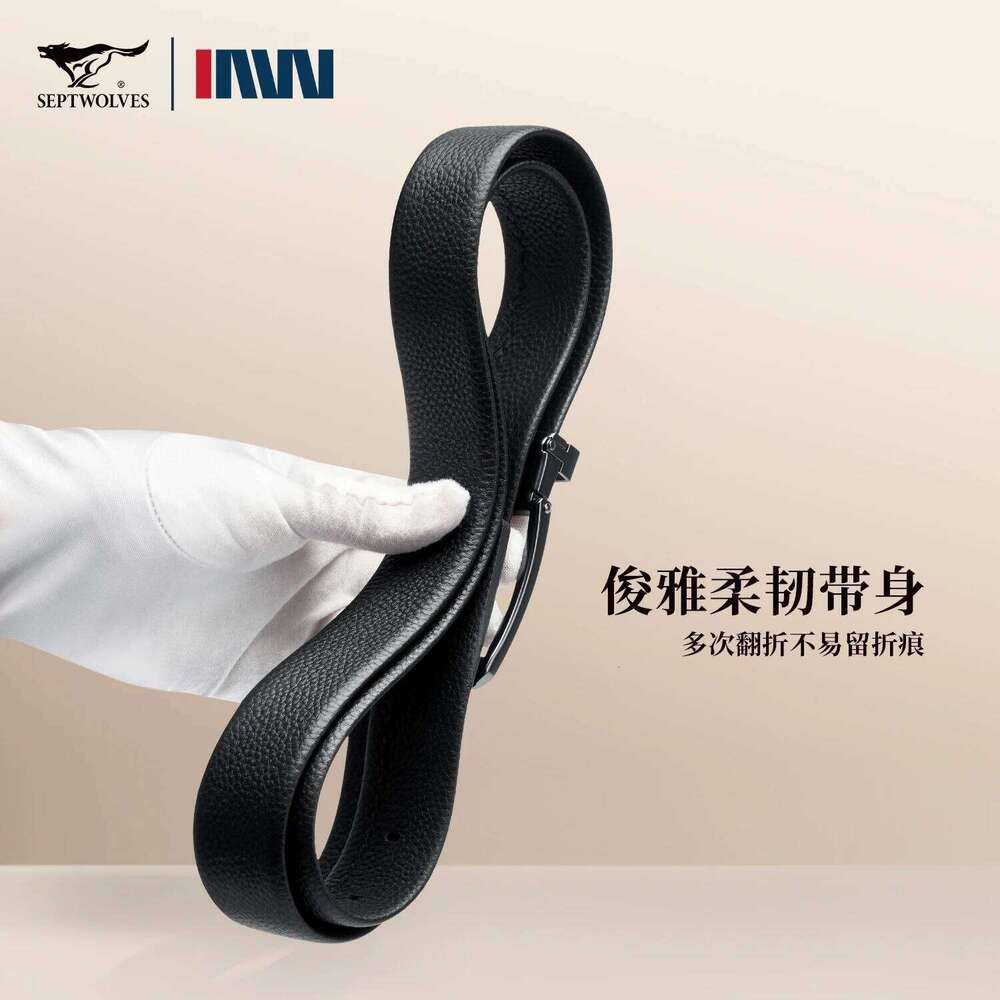 Septwolves Cowhide Men's Belt Alloy Pin Clip Buckle Business Belts 3.8cm Width Luxury Brand With Fashion Box Father Husband Gift Z260226