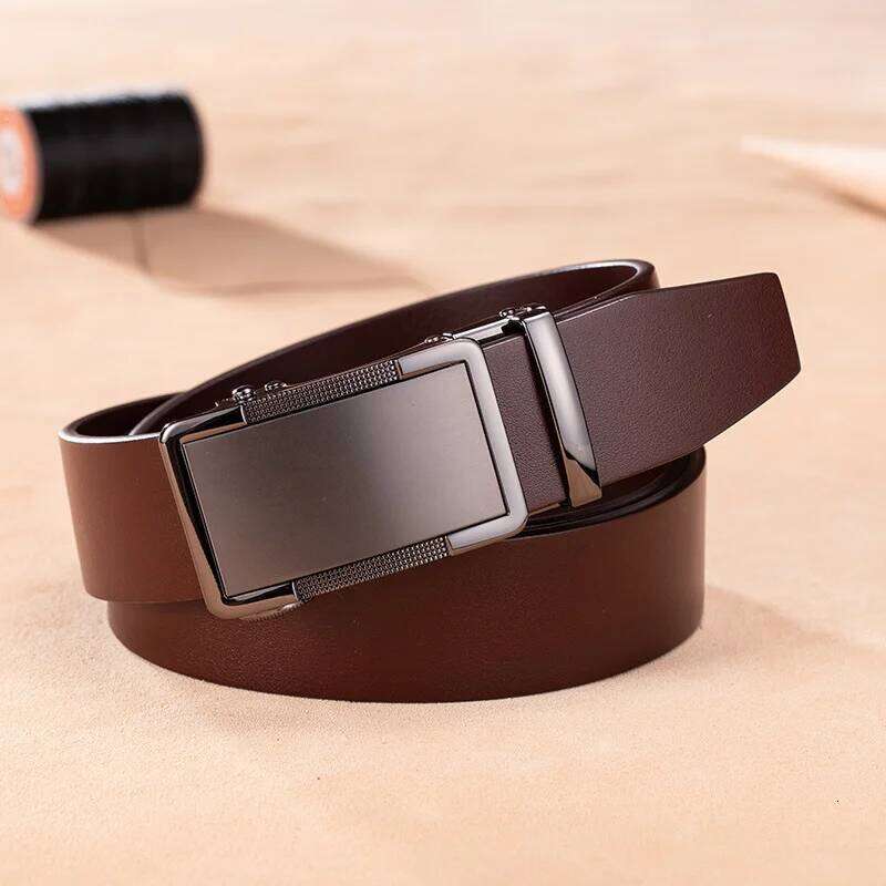 Men's genuine leather Automatic Cowboy Trousers Harness Waist strap Lined up brand Stomach Medieval belt luxury Z260226