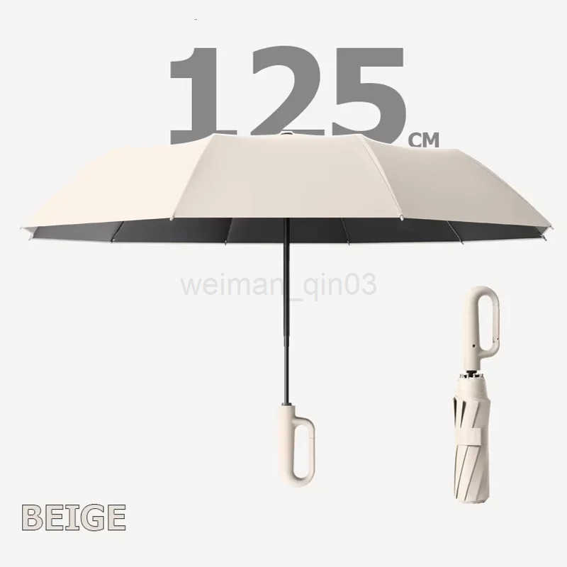 Folding Automatic Umbrella 125cm Large Size Reinforced Version Sturdy Windproof UV Shield Portable Suitable for Going Out H260314