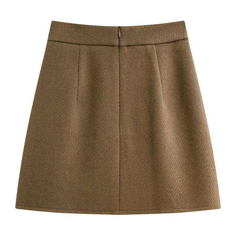 Woolen Short for Women 2025 Autumn Winter New Solid Color All-Match Slimming Mini Skirts Korean Basic Office Lady Skirt Z260314