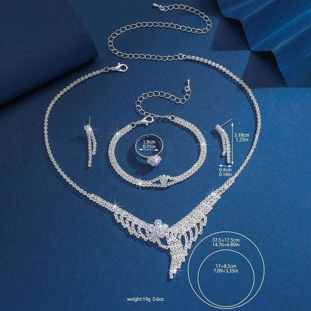 5PC Women's Fashion Tassel Flower Necklace Earrings Bracelet Ring Jewelry Set Suitable for Wedding, Party, Festival Gifts-8392 Z260313