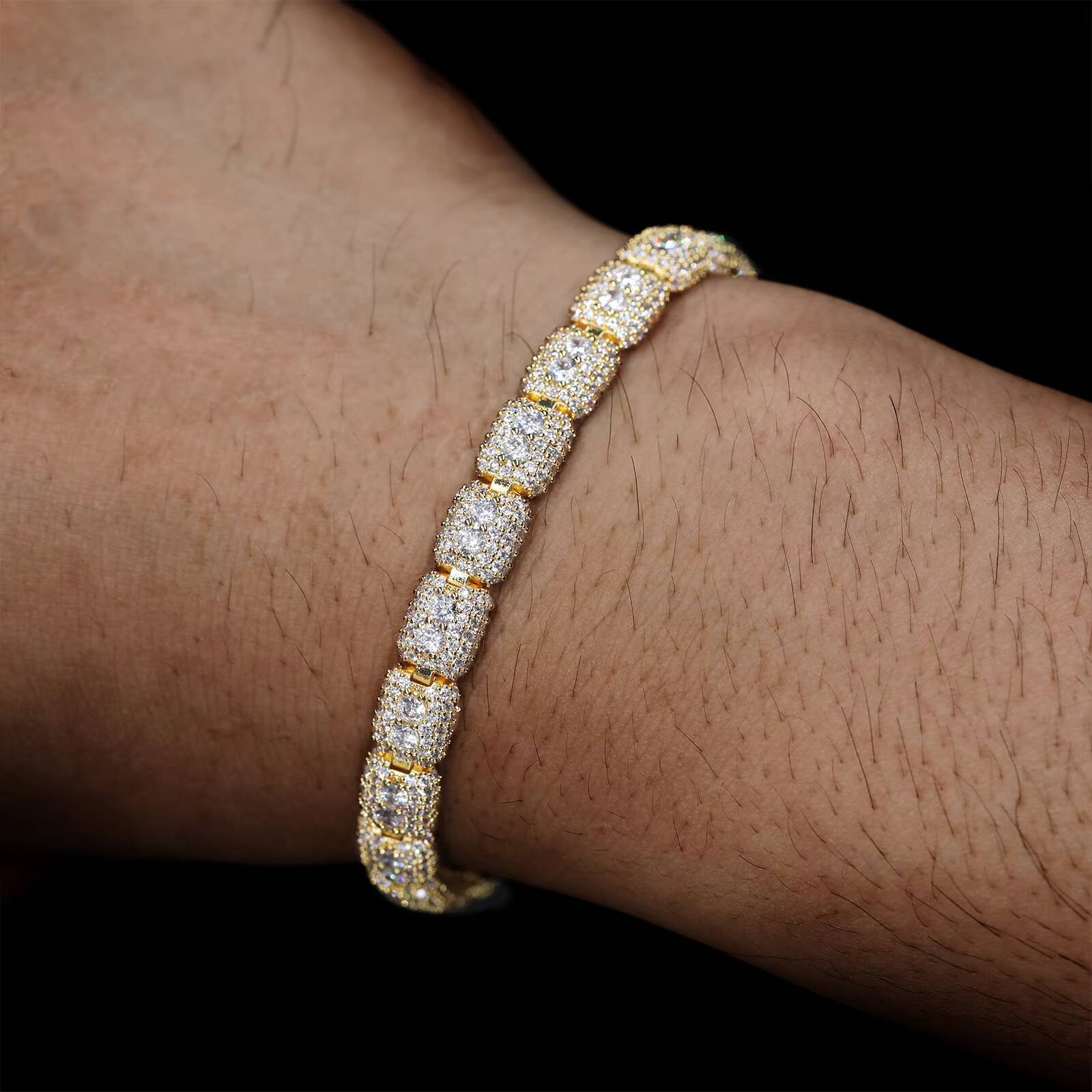 Exquisite Gift Jewelry 7mm 925 Sterling Silver Full Diamond Vvs Moissanite Sparkling Tennis Bracelet for Men Women