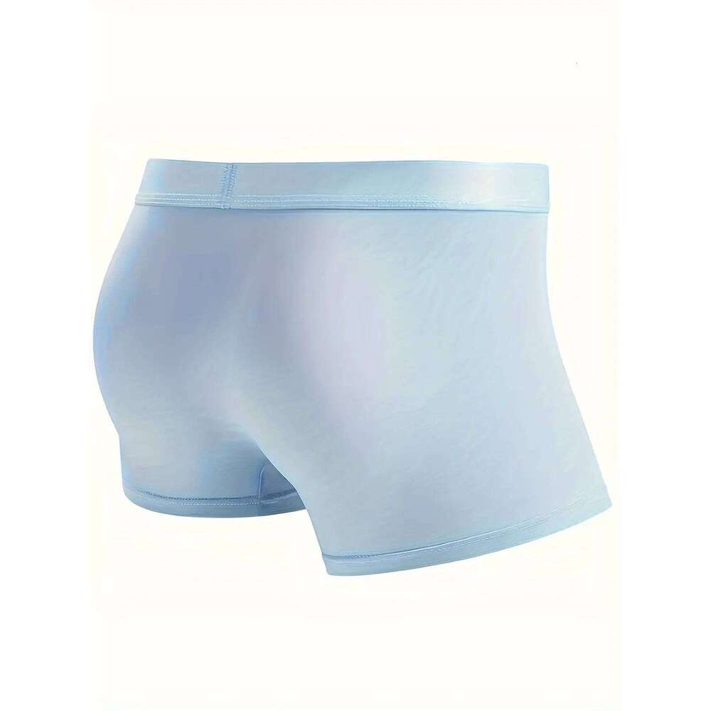 3pcs Luxury Ice Silk Satin Boxer Shorts Summer Cool Solid Color Underwear Breathable and Comfortable Men's Flat Pants Z260314