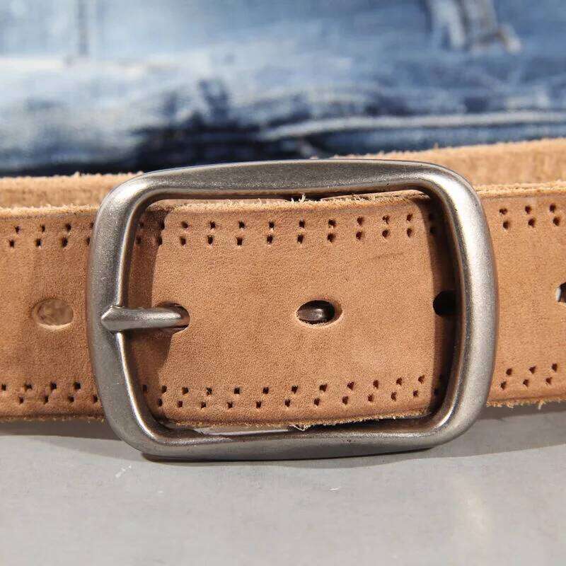 Vintage 100% Genuine leather Men High Quality Natural Cow Leather Men's Belt Male Strap for jeans or pants Z260226