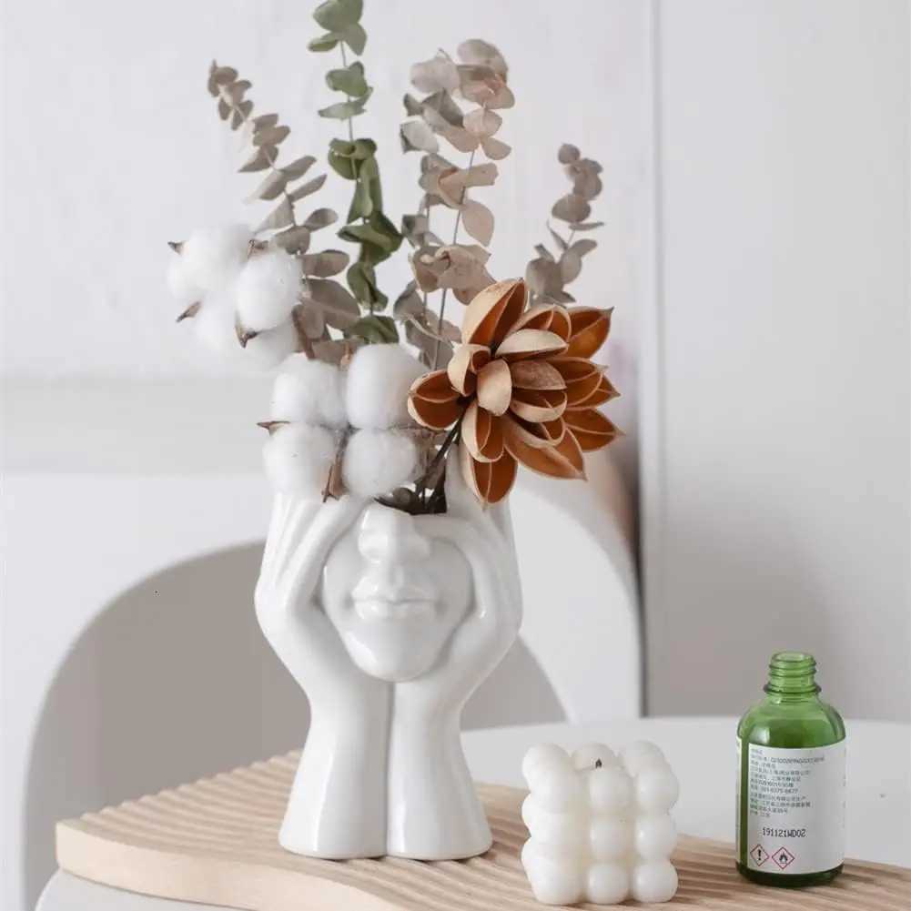 White Face Vase Unique Vase for Home Decor Y260314