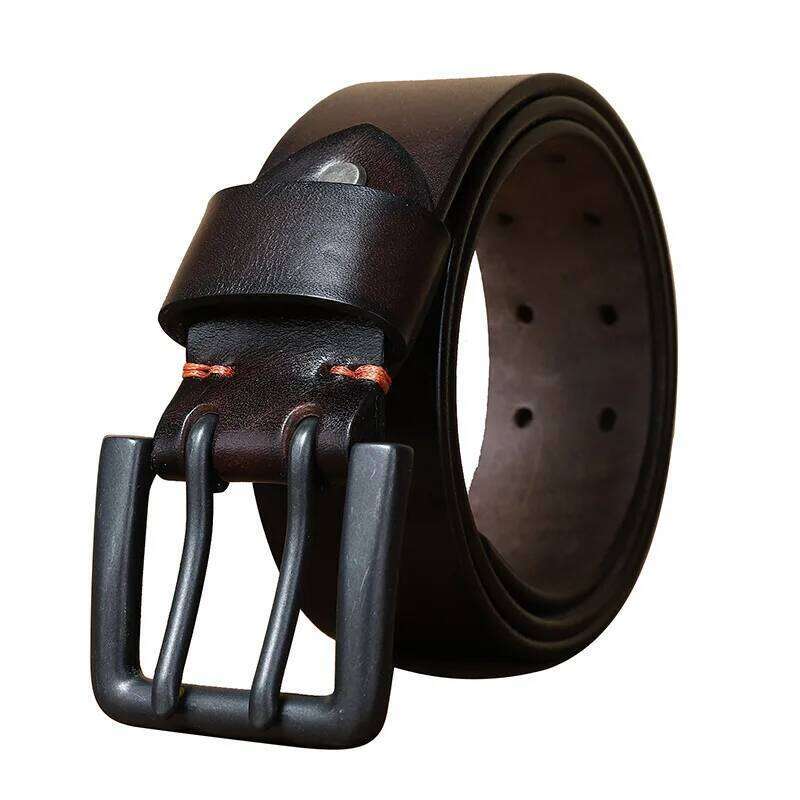 4.3CM widened double needle buckle men's genuine leather top layer cowhide retro youth versatile casual belt Z260226