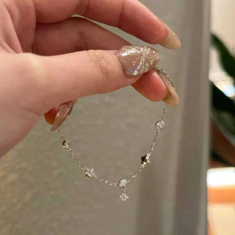 S925 Silver Zircon Bracelets Women Korean Fashion Sweet Girls Sparkling Hollow Delicate Chain Bracelet Party Fine Jewelry Gifts Z260313