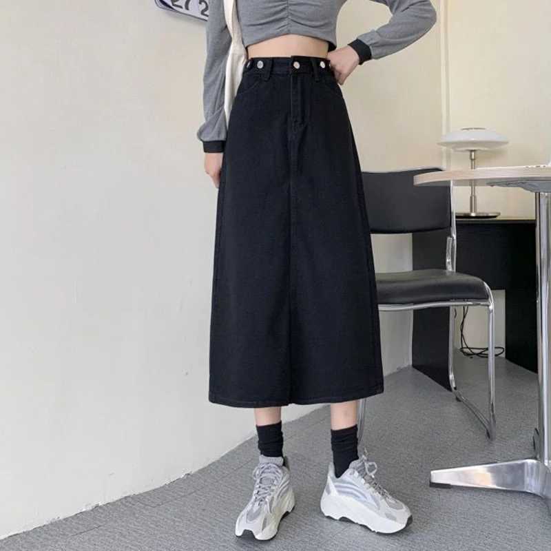 2026 Lady Summer High Waist Back Slit Skirts Hot Sale Fashion s Mid-Long Skirts Women Korean Thin Denim Dress M260314
