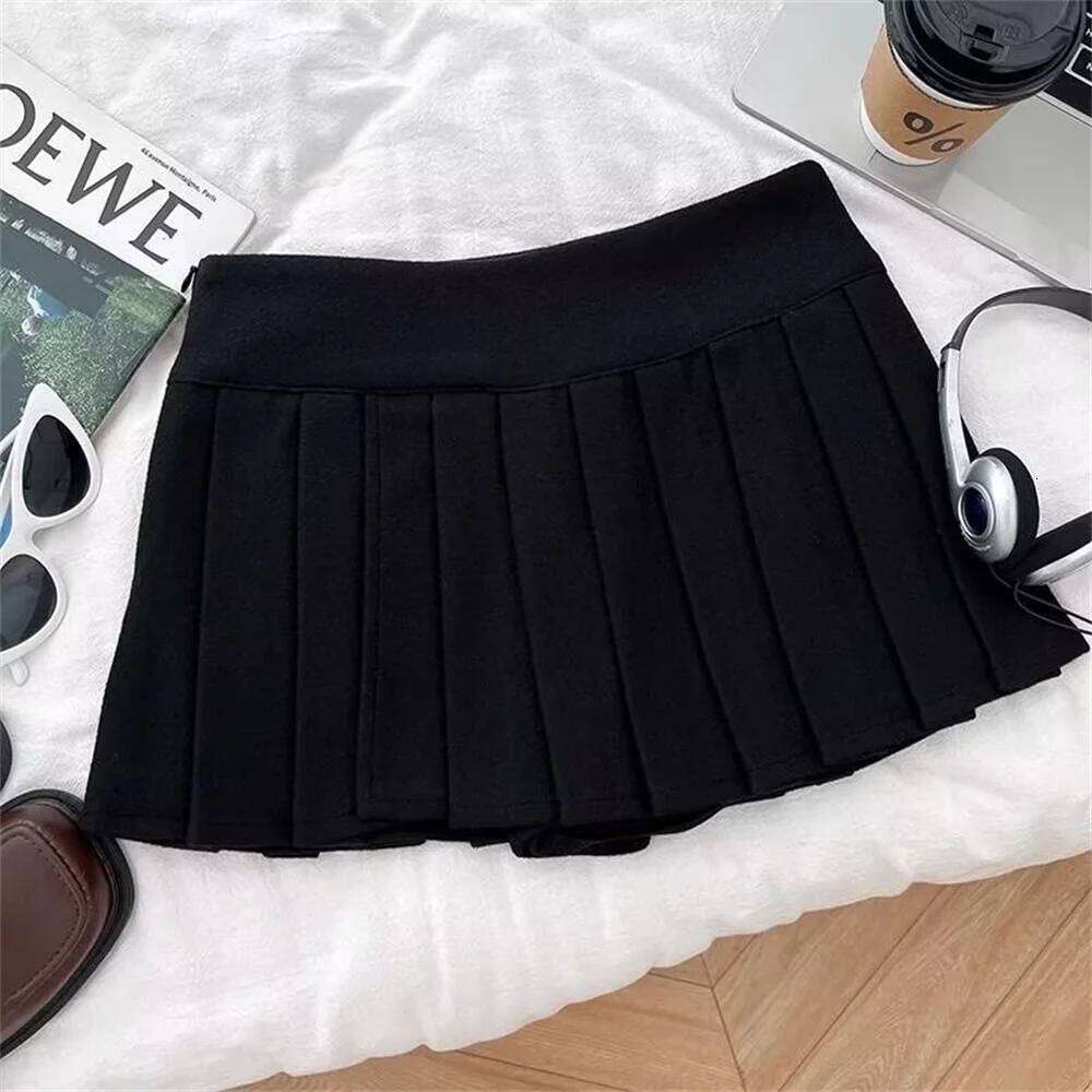 Women Solid New Vintage High Waist Belt A-line Slim Bodycon Skirt Spring Autumn Simple Office Ladies Mini Skirts Z260314