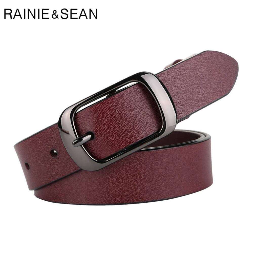 RAINIE SEAN White Cowskin Genuine Leather Women Belt High Quality Brand Buckle Ladies Belts for Jeans 110cm Z260226