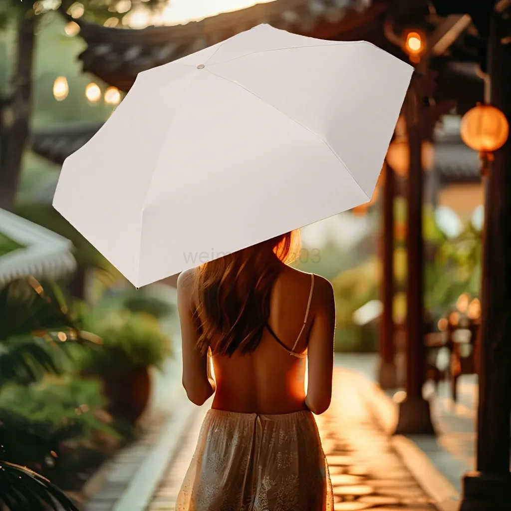 FuyiDun Mini Compact Folding Umbrella - Lightweight Sun Protection with 6-Rib Iron Frame Manual Open Compact Carry Case Past H260314