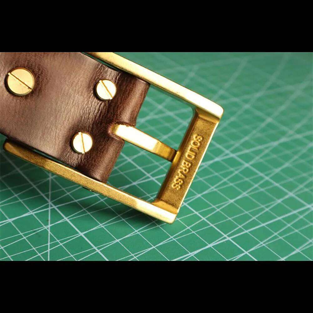 Retro Brass Buckle Handmade Distressed Men's Modern and Versatile Cowhide Amekaji Style Belt Z260226