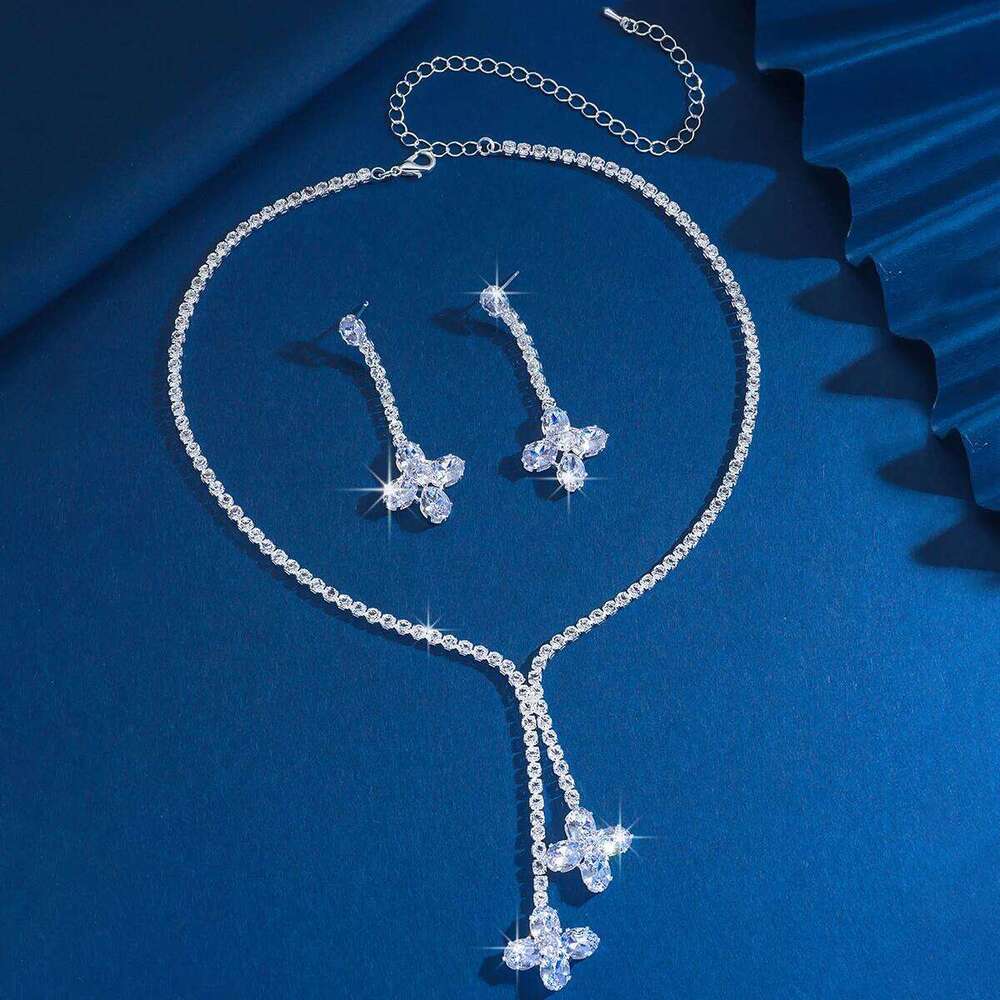 3PC Women's Fashion Four Leaf Flower Series Necklace, Earrings, Jewelry Set Suitable for Wedding, Party, Festival Gifts-8525 Z260313