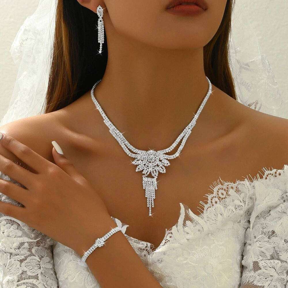 Bridal Fashion Tassel Necklace Earrings Bracelets Rings Jewelry Set Wedding Banquet Party Holiday Gifts Z260313