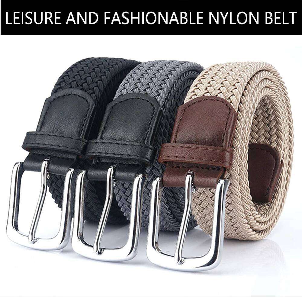 TUSHI New Mens Non-hole Woven Elastic Stretch Canvas Female Korean Style Versatile Student Pants Denim Belt Luxury Z260226