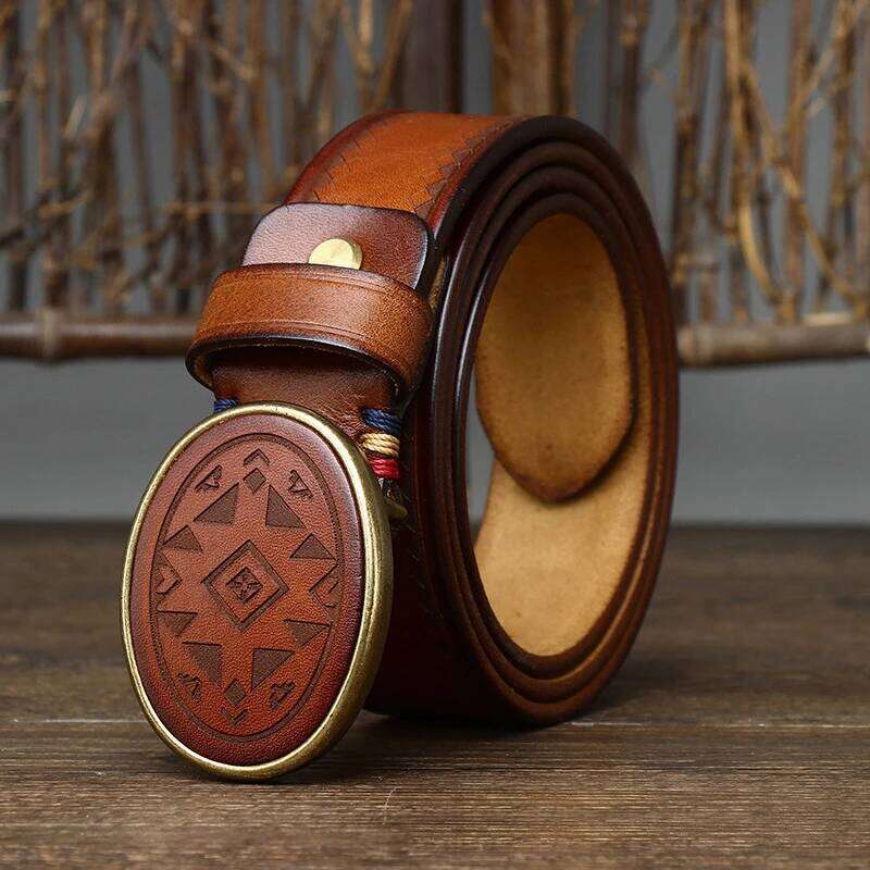 3.8CM Men High Quality Genuine Leather Belt Luxury Smooth Buckle Belts Pure Cowskin Laser Engraving Strap Male Jeans for Man Z260226