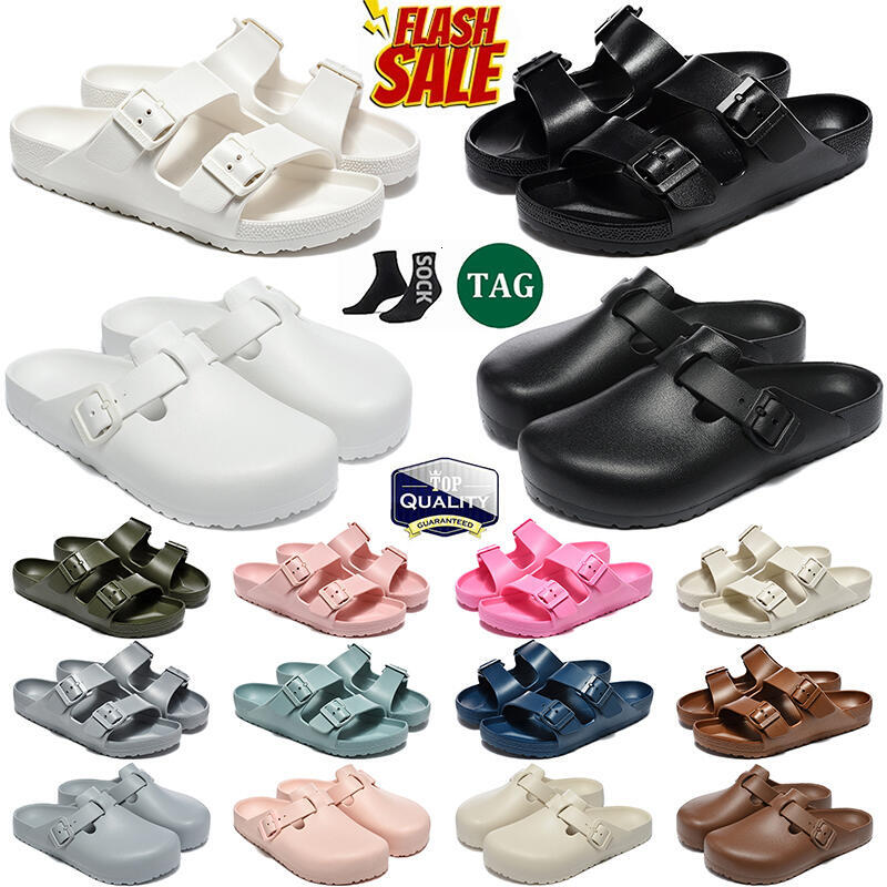 Designer EVA slides suede water friendly clogs sandals flexible cork mules lightweight buckle slippers footbed flip flops men women platform shoes sliders
