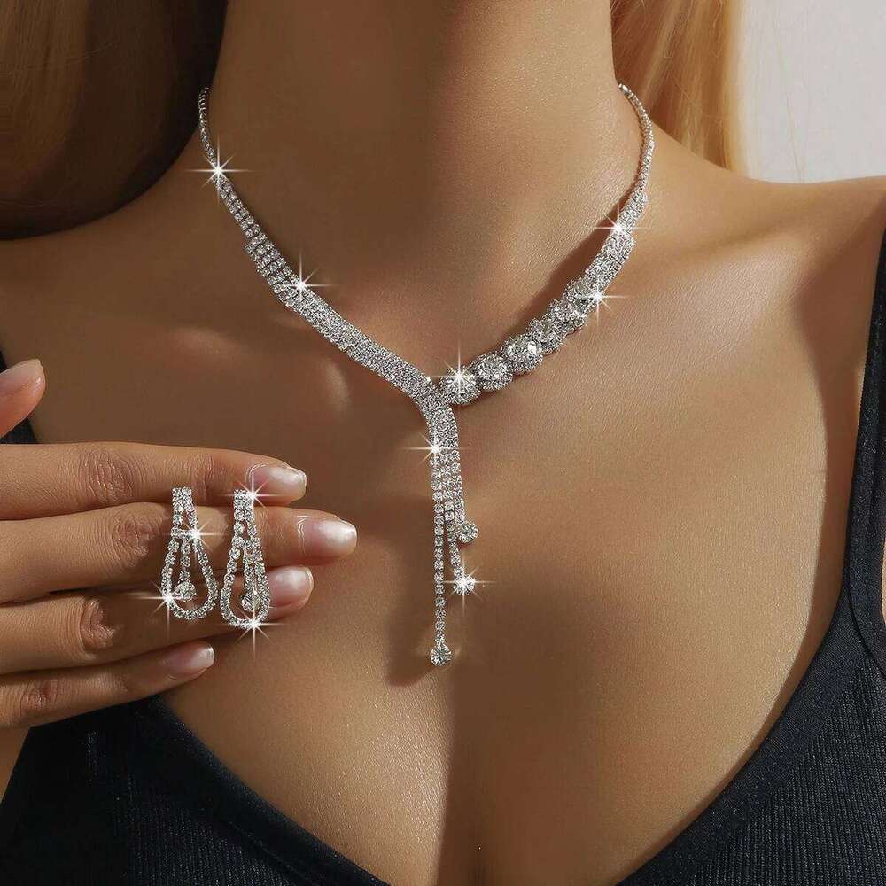 3PC Women's Fashion Copper Claw Chain Series Geometric Tassel Necklace Earrings Jewelry Set Wedding Banquet Party Holiday Gift Z260313