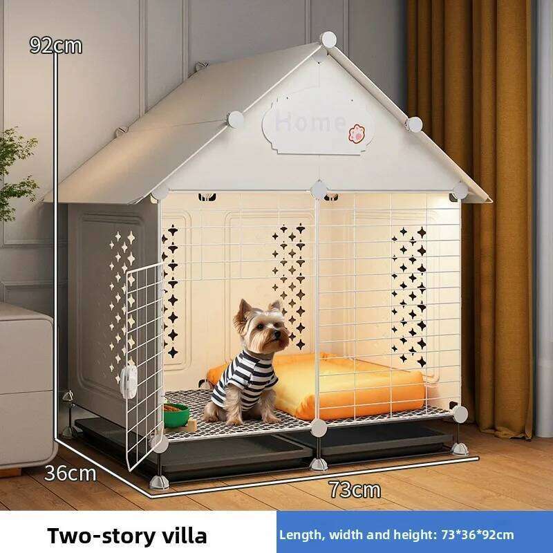 Small Medium Dog Cage Teddy Bichon Pet House with Sleeping Area Room One Toilet Design for Puppies Removable Tray Kennel 26W0314