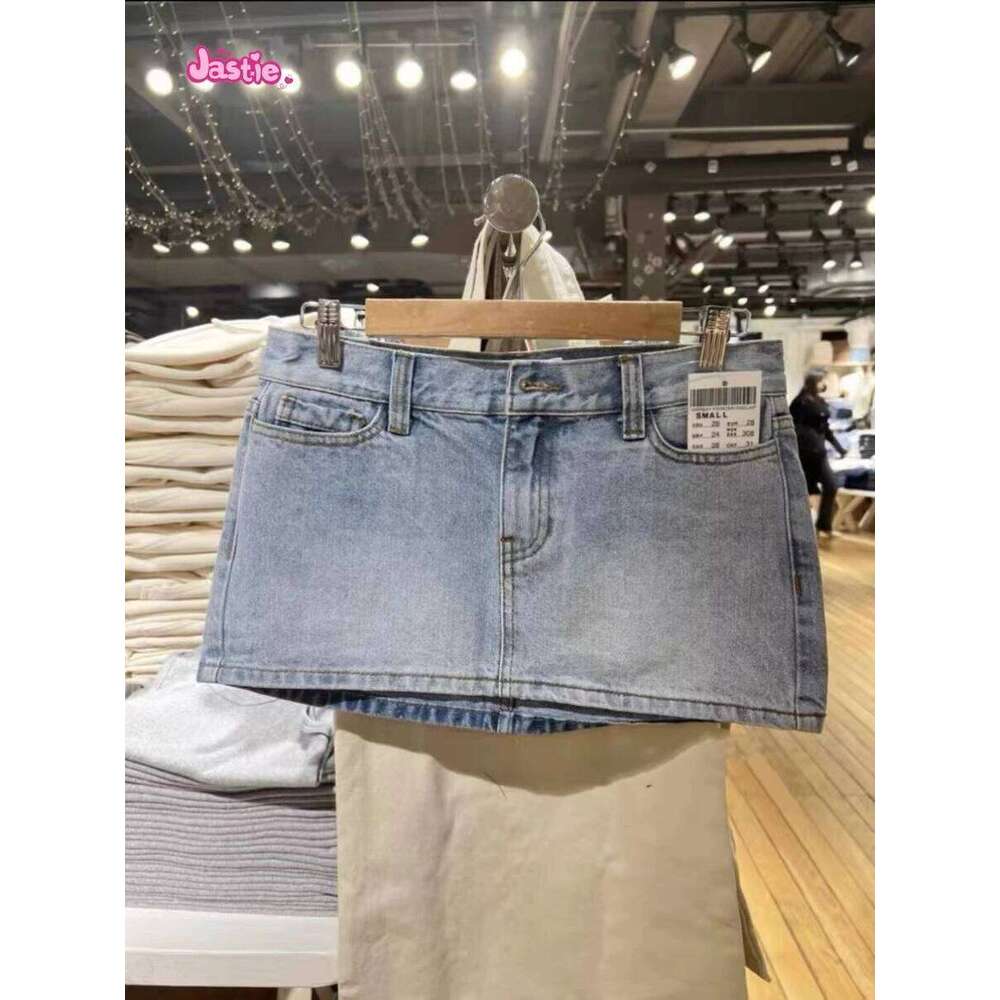 Casual Women Blue Denim Mini Summer Vintage High Waist Pockets A-line Skirts Female Y2k Streetwear Slim Bottoms 2024 Z260314